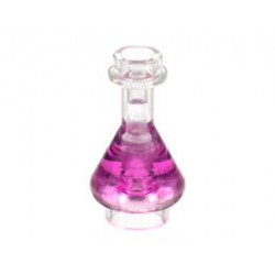 Minifigure, Utensil Bottle, Erlenmeyer Flask with Molded Trans-Dark Pink Fluid Pattern: {прозрачен}