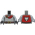 Torso Armor Silver Chain Mail, Reddish Brown Belt with Gold Buckle, Red Cape with Falcon Pattern (BAM) / Flat Silver Arms / Black Hands: {тъмно каменно сив}