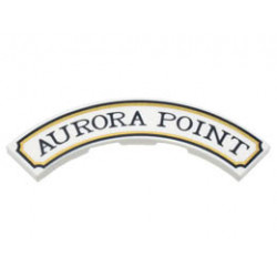 Tile, Round Corner 4 x 4 Macaroni Wide with Black and Gold Sign Border and AURORA POINT Pattern: {бял}