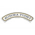Tile, Round Corner 4 x 4 Macaroni Wide with Black and Gold Sign Border and AURORA POINT Pattern: {бял}