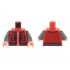 Torso Vest with 2 Pockets and Dark Bluish Gray Collar and Waistband over Coral Shirt Pattern / Dark Bluish Gray Arms / Light Nougat Hands : {ярко червен}
