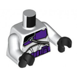 Torso SW Armor Clone Trooper with Dark Purple 187th Legion Markings Detailed Pattern (Clone Wars) / White Arms / Black Hands: {бял}
