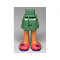 Mini Doll Hips and Skirt, Nougat Legs and Coral and Dark Purple Shoes with Laces Pattern - Thin Hinge: {пясъчно зелен}