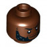 Minifigure, Head Black Eyebrows and Beard, Light Bluish Gray Highlights Pattern - Hollow Stud: {червеникаво-кафяв}