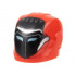 Minifigure, Headgear Helmet Armor Plates and Ear Protectors with Black Face, Metallic Light Blue Eye Slits, Silver Trim Pattern: {ярко червен}