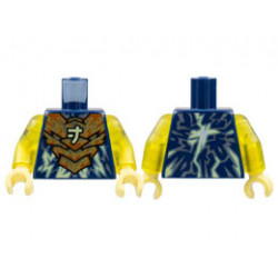 Torso Dark Orange Armor, Bright Light Yellow Ninjago Logogram J and Electricity Pattern / Trans-Yellow Arms / Bright Light Yellow Hands : {земно син}
