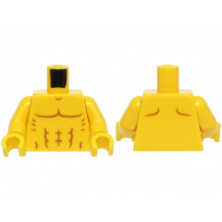 Torso Bare Chest with Muscles Outline, Shoulder Contours on Back Pattern (BAM) / Yellow Arms / Yellow Hands: {ярко жълт}