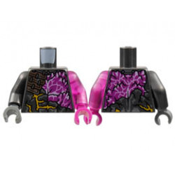 Torso Broken Armor, Magenta Chest Pattern / Trans-Dark Pink Arm Left / Pearl Dark Gray Arm Right / Magenta Hand Left / Dark Bluish Gray Hand Right : {титаниево метален}