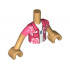 Torso Mini Doll Boy Coral Shirt with Pocket and White Flowers, Dark Blue Necklace, Undershirt Pattern, Medium Tan Arms with Hands with Coral Short Sleeves : {умерен тан}