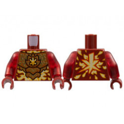 Torso Dark Orange Breastplate with Gold Energy, Bright Light Orange and White Ninjago Logogram K, Flames Pattern / Trans-Red Arms / Dark Red Hands : {нов тъмно червен}