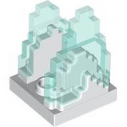 Wave Pixelated (Flame) on Plate 2 x 2 with 2 Studs in Center with Molded Trans-Light Blue Fire Pattern: {бял}