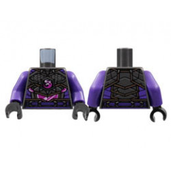 Torso Armor, Silver Spikes and Scales, Magenta Dragon Logo and Midriff, Dark Purple Trim Pattern / Dark Purple Arms / Black Hands: {титаниево метален}