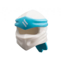 Minifigure, Headgear Ninjago Wrap Type 4 with Molded Medium Azure Headband and Printed White Ninjago Logogram Z Pattern: {бял}