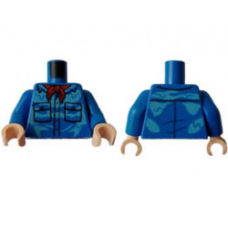 Torso Shirt with 2 Pockets, Red Bandana, and Bright Light Blue Water Stains Pattern / Blue Arms / Light Nougat Hands: {ярко син}