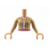 Torso Mini Doll Girl, Tan Jacket with Gold and Medium Lavender Flowers, Dark Purple Trim, Pendant Necklace, White Shirt Pattern, Light Nougat Arms with Hands with Tan Long Sleeves : {светло нуга}