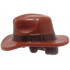 Minifigure, Hair Combo, Hat with Hair, Fedora Outback Style with Wide Brim with Molded Dark Brown Band and Short Hair Pattern: {червеникаво-кафяв}