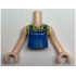 Torso Mini Doll Girl Blue Overalls over Yellow Checkered Sleeveless Blouse Pattern, Light Nougat Arms with Hands: {светло нуга}