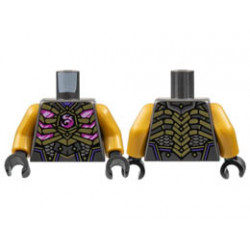 Torso Armor, Gold Ribs, Magenta Dragon Logo and Trim, Silver Scales Pattern / Pearl Gold Arms / Black Hands: {титаниево метален}