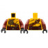 Torso Female, Dark Red Collar and Belt, Reddish Brown Shoulder Belt, Silver Buckles, Gold Ninjago Logogram R Pattern / Dark Red Arms / Black Hands : {огнено жълто-оранжев}