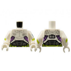 Torso Armor, Light Bluish Gray Star Command Logo, Medium Lavender and Lime Trim Pattern / White Arms with Badge and Lime Stripe Pattern / White Hands : {бял}