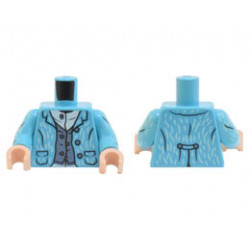 Torso Jacket with Creases, Wrinkles, Buttons, and 2 Pockets, Sand Blue Vest Pattern / Medium Azure Arms with Creases and Wrinkles Pattern / Light Nougat Hands : {умерено небесносин}
