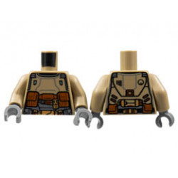 Torso Armor, Reddish Brown and Dark Bluish Gray Trim, Dark Orange Pouches Pattern / Dark Tan Arms / Dark Bluish Gray Hands: {пясъчно жълт}