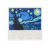 Tile, Modified 4 x 4 with Studs on Edge with The Starry Night Painting Pattern: {бял}