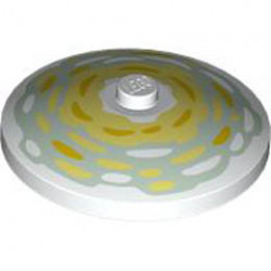 Dish 4 x 4 Inverted (Radar) with Solid Stud with Bright Light Yellow and Bright Light Orange Brushstrokes on Bright Light Yellow and Light Aqua Background Pattern : {бял}