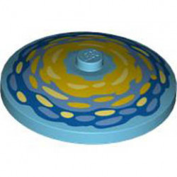 Dish 4 x 4 Inverted (Radar) with Solid Stud with Yellow, Medium Blue, and Bright Light Yellow Brushstrokes on Yellow, Medium Blue, and Blue Background Pattern : {умерено небесносин}