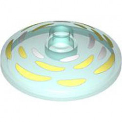 Dish 3 x 3 Inverted (Radar) with White and Bright Light Yellow Brushstrokes Pattern: {прозрачно светло син}