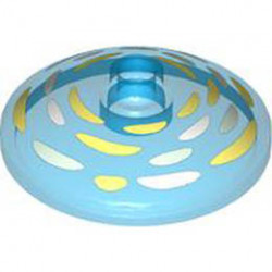 Dish 3 x 3 Inverted (Radar) with White, Bright Light Blue, and Bright Light Yellow Brushstrokes Pattern: {прозрачно син}