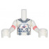 Torso Mini Doll Boy Spacesuit with Silver Collar, Buttons, and Classic Space Logo Pattern, White Arms with Hands with Coral Stripes : {бял}