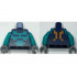Torso Pixelated Dark Turquoise and Black Shirt, Bright Light Orange Straps on Back Pattern / Dark Turquoise Arms / Dark Bluish Gray Hands : {земно син}
