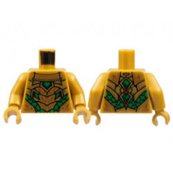 Torso Plate Armor, Green Scales, Dark Orange Trim Pattern / Pearl Gold Arms / Pearl Gold Hands: {топло златист}