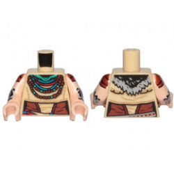 Torso Female Nora Robe with Necklaces and Green Scarf Pattern (Aloy) / Light Nougat Arms with Reddish Brown Sleeves and Silver Armor Plates Pattern / Light Nougat Hands : {тухлено жълт}