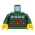 Torso Knit Fair Isle Holiday Sweater with Green Collar, White Snowflakes and Red Reindeer Pattern (BAM) / Dark Green Arms / Yellow Hands: {земно зелен}