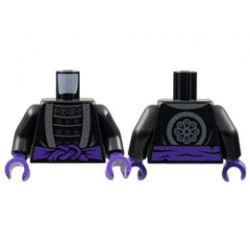 Torso Robe with Silver Hem over Armor, Dark Purple Sash, Flower Emblem on Back Pattern / Black Arms / Dark Purple Hands: {черен}