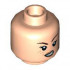 Minifigure, Head Dual Sided Female Dark Brown Eyebrows, Nougat Freckles and Lips, Angry / Scared Pattern - Hollow Stud: {светло нуга}