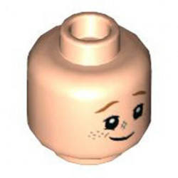 Minifigure, Head Dual Sided Dark Orange Eyebrows and Freckles, Dark Tan Hashmark on Nose, Lopsided Grin / Eating Pattern - Hollow Stud : {светло нуга}