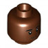 Minifigure, Head Thick Black Eyebrows, Dark Bluish Gray Cheek Lines and Chin Dimple, Closed Grin Pattern - Hollow Stud: {червеникаво-кафяв}