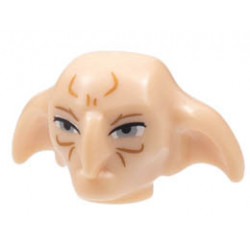 Minifigure, Head, Modified Kreacher with Dark Orange Contour Lines, Light Bluish Gray Eyes Pattern: {светло нуга}