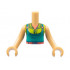 Torso Mini Doll Girl Coral Neck and Belt, Lime Shirt, Dark Turquoise Apron Pattern, Medium Tan Arms with Hands: {умерен тан}