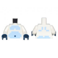 Torso Pixelated Bright Light Blue Bare Chest and Dark Blue Belly Button Pattern / White Arms / Dark Blue Hands: {бял}