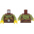 Torso Viking Armor, Medium Nougat Leather, Olive Green Bandana, Necklace, Strap, Belt with Silver Disk Pattern / Olive Green Arms / Yellow Hands : {червеникаво-кафяв}