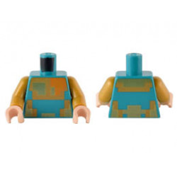 Torso Pixelated Gold, Medium Nougat, and Orange Armor Pattern / Pearl Gold Arms / Light Nougat Hands: {ярко синьо-зелен}