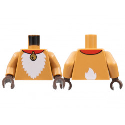 Torso Red Collar with Gold Sleighbell, White Fur Chest and Tail Pattern / Medium Nougat Arms / Dark Brown Hands: {умерен нуга}