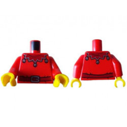 Torso Dark Red Scalloped Collar with Silver Trim and Bells, Dark Red Belt with Silver Buckle Pattern / Red Arms / Yellow Hands: {ярко червен}
