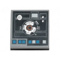 Tile, Modified 2 x 2 Inverted with SW Astromech Droid Access Panel Pattern: {умерено каменно сив}