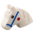 Minifigure, Utensil Stick Pony Head with Blue Bridle, Black Eyes, Red Spot on Cheeks Pattern: {бял}