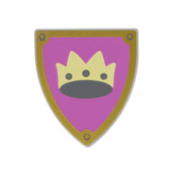 Minifigure, Shield Triangular with Crown on Light Purple Background with Gold Border Pattern: {умерено каменно сив}